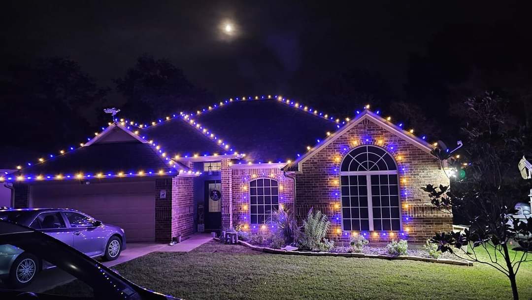 Purple and warm holiday scene